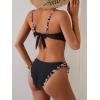 imageEomenie Bikini Set for Women Underwire Push Up Two Piece Bathing Suit Color Block Swimsuit SwimwearBlack Leopard