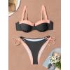 imageEomenie Bikini Set for Women Underwire Push Up Two Piece Bathing Suit Color Block Swimsuit SwimwearBlack Pink