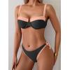 imageEomenie Bikini Set for Women Underwire Push Up Two Piece Bathing Suit Color Block Swimsuit SwimwearBlack Pink