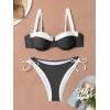imageEomenie Bikini Set for Women Underwire Push Up Two Piece Bathing Suit Color Block Swimsuit SwimwearBlack White