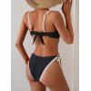imageEomenie Bikini Set for Women Underwire Push Up Two Piece Bathing Suit Color Block Swimsuit SwimwearBlack White Ribbed