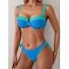 imageEomenie Bikini Set for Women Underwire Push Up Two Piece Bathing Suit Color Block Swimsuit SwimwearBlue Color Block