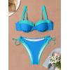 imageEomenie Bikini Set for Women Underwire Push Up Two Piece Bathing Suit Color Block Swimsuit SwimwearBlue Color Block