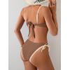 imageEomenie Bikini Set for Women Underwire Push Up Two Piece Bathing Suit Color Block Swimsuit SwimwearBrown Beige
