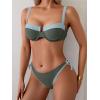 imageEomenie Bikini Set for Women Underwire Push Up Two Piece Bathing Suit Color Block Swimsuit SwimwearGreen Color Block