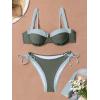 imageEomenie Bikini Set for Women Underwire Push Up Two Piece Bathing Suit Color Block Swimsuit SwimwearGreen Color Block