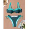 imageEomenie Bikini Set for Women Underwire Push Up Two Piece Bathing Suit Color Block Swimsuit SwimwearPeacock Green Blue