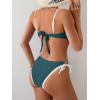 imageEomenie Bikini Set for Women Underwire Push Up Two Piece Bathing Suit Color Block Swimsuit SwimwearPeacock Green White