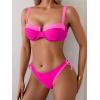 imageEomenie Bikini Set for Women Underwire Push Up Two Piece Bathing Suit Color Block Swimsuit SwimwearPink Color Block