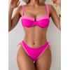 imageEomenie Bikini Set for Women Underwire Push Up Two Piece Bathing Suit Color Block Swimsuit SwimwearPink Color Block