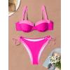 imageEomenie Bikini Set for Women Underwire Push Up Two Piece Bathing Suit Color Block Swimsuit SwimwearPink Color Block