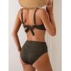 imageEomenie Bikini Sets for Women Color Block Two Piece Bathing Suit V Neck Tie Back SwimsuitBlack Gold