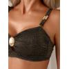 imageEomenie Bikini Sets for Women Color Block Two Piece Bathing Suit V Neck Tie Back SwimsuitBlack Gold