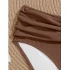 imageEomenie Bikini Sets for Women Color Block Two Piece Bathing Suit V Neck Tie Back SwimsuitBrown