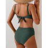imageEomenie Bikini Sets for Women Color Block Two Piece Bathing Suit V Neck Tie Back SwimsuitDark Green Ribbed