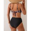 imageEomenie Bikini Sets for Women Color Block Two Piece Bathing Suit V Neck Tie Back SwimsuitFloral Fragments