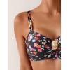 imageEomenie Bikini Sets for Women Color Block Two Piece Bathing Suit V Neck Tie Back SwimsuitFloral Fragments