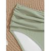 imageEomenie Bikini Sets for Women Color Block Two Piece Bathing Suit V Neck Tie Back SwimsuitGreen Color Block