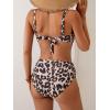 imageEomenie Bikini Sets for Women Color Block Two Piece Bathing Suit V Neck Tie Back SwimsuitLeopard and Black