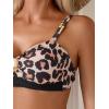 imageEomenie Bikini Sets for Women Color Block Two Piece Bathing Suit V Neck Tie Back SwimsuitLeopard and Black