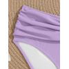 imageEomenie Bikini Sets for Women Color Block Two Piece Bathing Suit V Neck Tie Back SwimsuitPurple Color Block