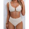 imageEomenie Bikini Sets for Women High Waisted Two Piece Bathing Suit U Wired V Neck Swimsuit Adjustable Straps SwimwearBeige