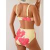 imageEomenie Bikini Sets for Women High Waisted Two Piece Bathing Suit U Wired V Neck Swimsuit Adjustable Straps SwimwearBeige Floral
