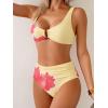 imageEomenie Bikini Sets for Women High Waisted Two Piece Bathing Suit U Wired V Neck Swimsuit Adjustable Straps SwimwearBeige Floral