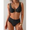 imageEomenie Bikini Sets for Women High Waisted Two Piece Bathing Suit U Wired V Neck Swimsuit Adjustable Straps SwimwearBlack