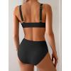 imageEomenie Bikini Sets for Women High Waisted Two Piece Bathing Suit U Wired V Neck Swimsuit Adjustable Straps SwimwearBlack