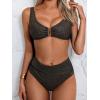 imageEomenie Bikini Sets for Women High Waisted Two Piece Bathing Suit U Wired V Neck Swimsuit Adjustable Straps SwimwearBlack B