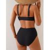 imageEomenie Bikini Sets for Women High Waisted Two Piece Bathing Suit U Wired V Neck Swimsuit Adjustable Straps SwimwearBlack Floral