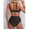 imageEomenie Bikini Sets for Women High Waisted Two Piece Bathing Suit U Wired V Neck Swimsuit Adjustable Straps SwimwearBlack Golden Stripe