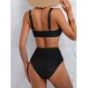 imageEomenie Bikini Sets for Women High Waisted Two Piece Bathing Suit U Wired V Neck Swimsuit Adjustable Straps SwimwearBlack Ribbed D