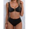 imageEomenie Bikini Sets for Women High Waisted Two Piece Bathing Suit U Wired V Neck Swimsuit Adjustable Straps SwimwearBlack a