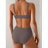 imageEomenie Bikini Sets for Women High Waisted Two Piece Bathing Suit U Wired V Neck Swimsuit Adjustable Straps SwimwearCafe Brown
