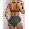 imageEomenie Bikini Sets for Women High Waisted Two Piece Bathing Suit U Wired V Neck Swimsuit Adjustable Straps SwimwearDark Green B