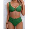 imageEomenie Bikini Sets for Women High Waisted Two Piece Bathing Suit U Wired V Neck Swimsuit Adjustable Straps SwimwearDeep Green