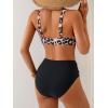 imageEomenie Bikini Sets for Women High Waisted Two Piece Bathing Suit U Wired V Neck Swimsuit Adjustable Straps SwimwearLeopard Black