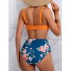imageEomenie Bikini Sets for Women High Waisted Two Piece Bathing Suit U Wired V Neck Swimsuit Adjustable Straps SwimwearOrange Blue Floral