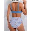 imageEomenie Bikini Sets for Women High Waisted Two Piece Bathing Suit U Wired V Neck Swimsuit Adjustable Straps SwimwearOrange Floral