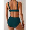 imageEomenie Bikini Sets for Women High Waisted Two Piece Bathing Suit U Wired V Neck Swimsuit Adjustable Straps SwimwearPeacock Green