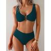imageEomenie Bikini Sets for Women High Waisted Two Piece Bathing Suit U Wired V Neck Swimsuit Adjustable Straps SwimwearPeacock Green