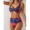 imageEomenie Bikini Sets for Women High Waisted Two Piece Bathing Suit U Wired V Neck Swimsuit Adjustable Straps SwimwearPurple Floral