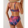 imageEomenie Bikini Sets for Women High Waisted Two Piece Bathing Suit U Wired V Neck Swimsuit Adjustable Straps SwimwearPurple Floral
