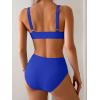 imageEomenie Bikini Sets for Women High Waisted Two Piece Bathing Suit U Wired V Neck Swimsuit Adjustable Straps SwimwearRoyal Blue