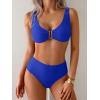 imageEomenie Bikini Sets for Women High Waisted Two Piece Bathing Suit U Wired V Neck Swimsuit Adjustable Straps SwimwearRoyal Blue