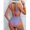 imageEomenie Bikini Sets for Women High Waisted Two Piece Bathing Suit U Wired V Neck Swimsuit Adjustable Straps SwimwearWhite Blue Pink Ribbed