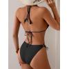 imageEomenie Ribbed Bikini Sets for Women Sexy Halter Triangle Top Two Piece Bathing Suit Tie Side SwimsuitBlack