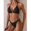 imageEomenie Ribbed Bikini Sets for Women Sexy Halter Triangle Top Two Piece Bathing Suit Tie Side SwimsuitBlack